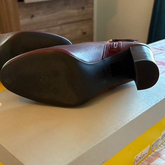 Boden Maroon Leather Heeled Boots - Picture 6 of 10
